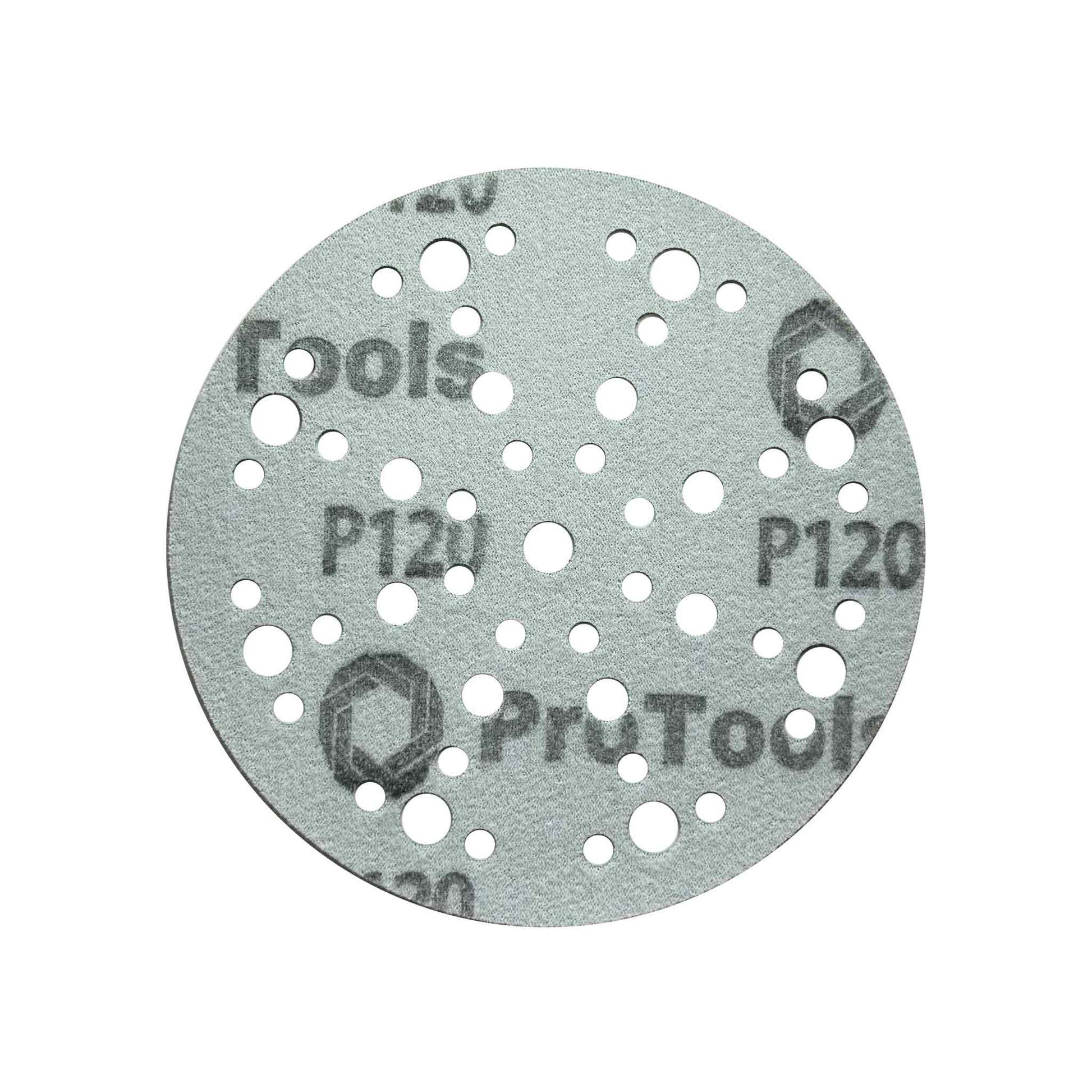 Hook and loop backing of 150mm sanding disc for quick changeovers