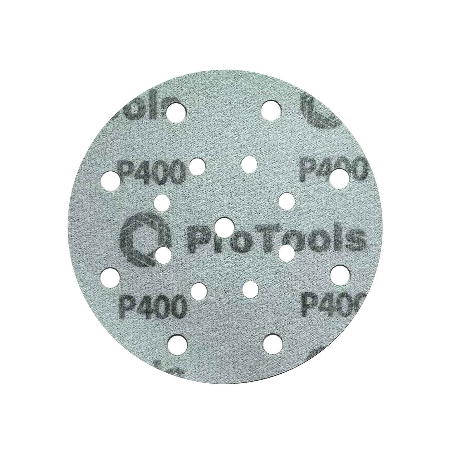 Hook and loop back on 150mm sanding disc for fast tool attachment