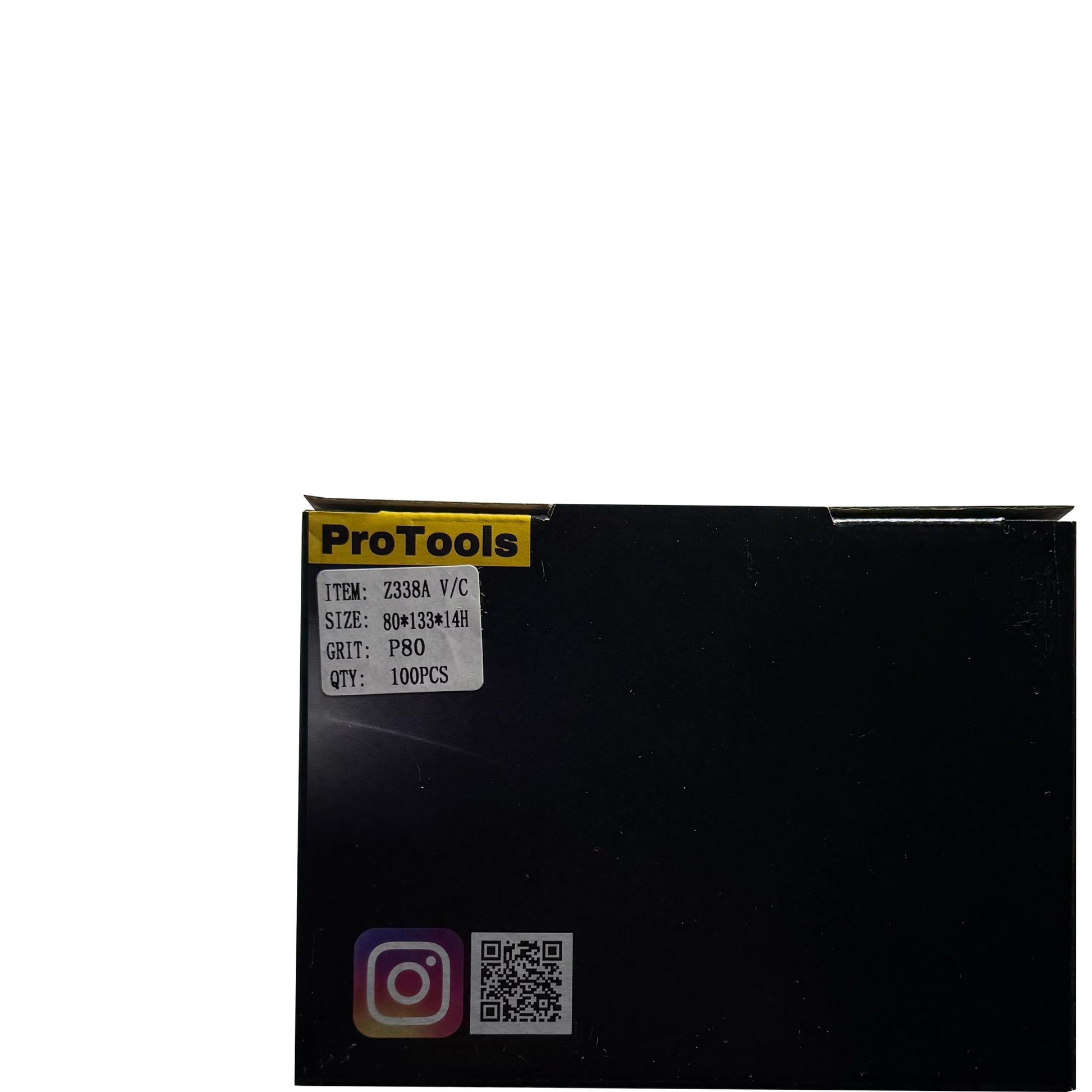 Box of 100 medium-grit ProTools sanding sheets for orbital sanders